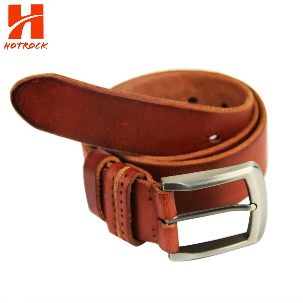 Customized Casual style Men Belt Top Grain Cow Leather belts with Copper Buckle