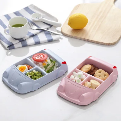 car shape lunch box bamboo kids dinner plate lunch box for kids bamboo fiber lunch box