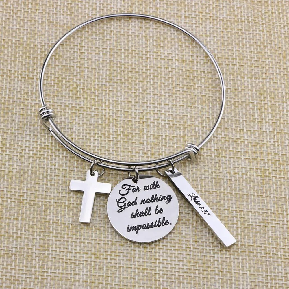 Good Price China Stainless Steel Charm Bangle Bracelet Cross Jewelry