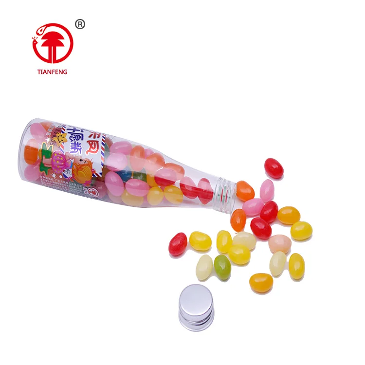 Halal colourful rainbow jelly candy 80g bottle shape  sweet jelly bean candy