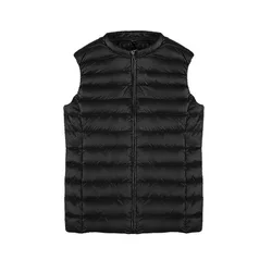 Custom waterproof stand collar short light down packable vest jacket for women