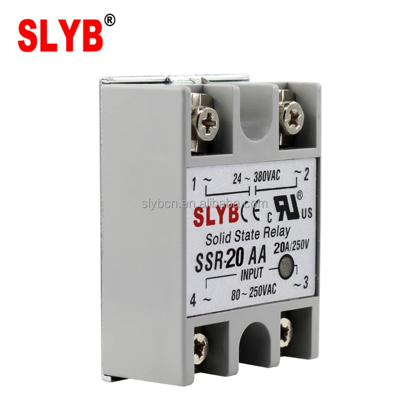 Однофазное твердотельное реле типа Fotek SSR 20AA 80-250VAC вход до 24-380VAC выход от завода Zhejiang