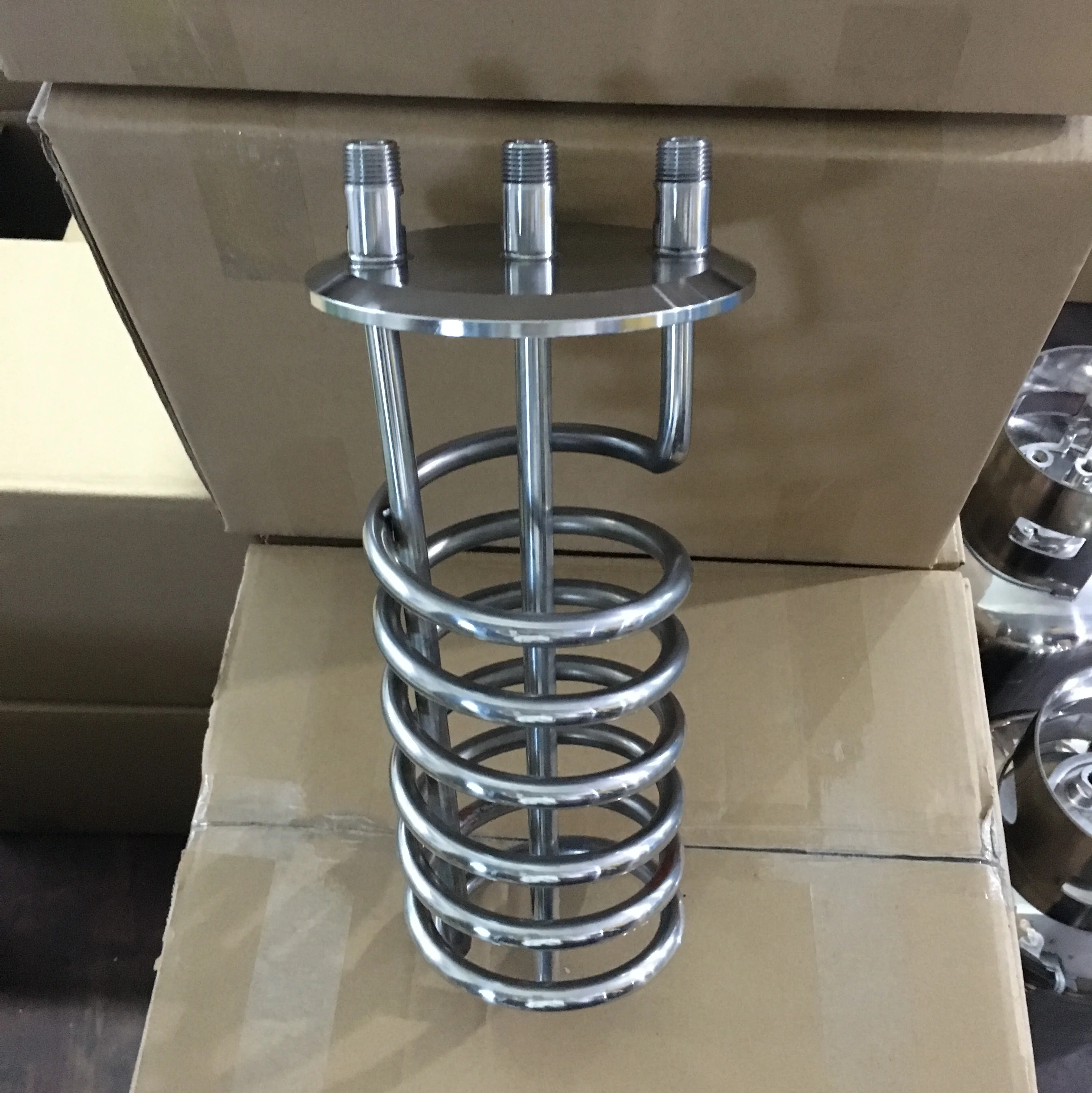 Stainless Steel Tri Clamp 4inch Flat End lid  with condensing coil and dip tube