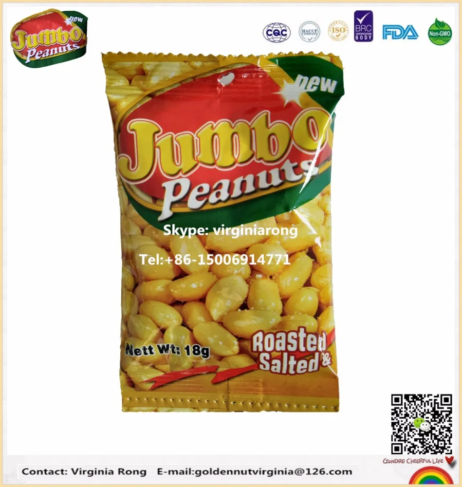 
roasted and salted peanut kernels 18g small plastic bag packing 