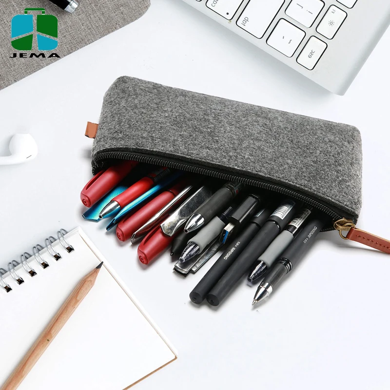 2-Pack Multi-Functional Felt Pouch Zipper Bag felt pencil case wholesale for School Supplies
