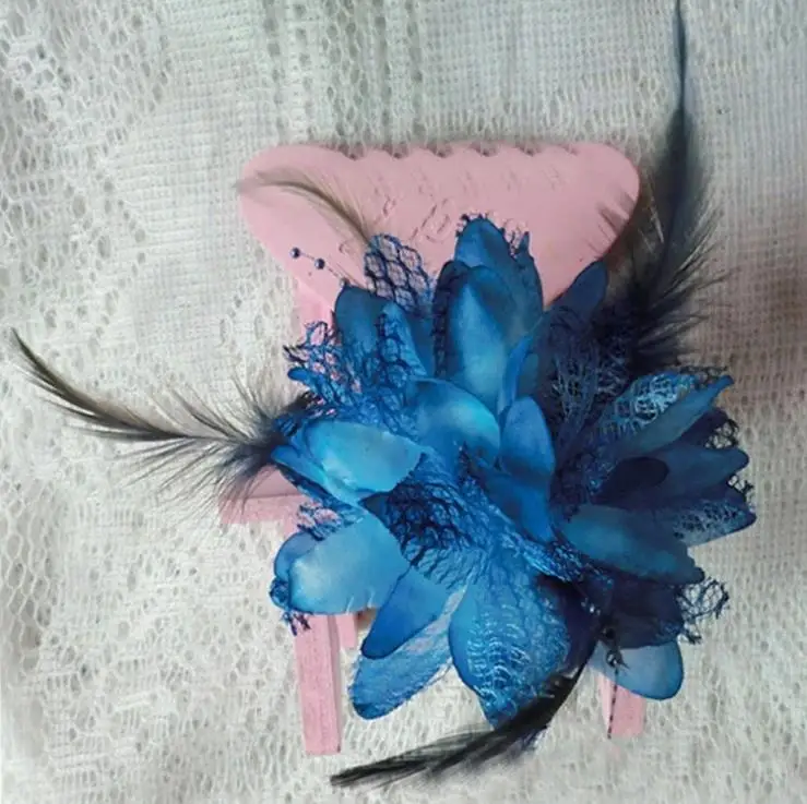 
Yiwu Bridal Trinket Red Wedding Head Flower Corsage Feather Headdress Wedding Shop Wrist Flower Bridal veil 