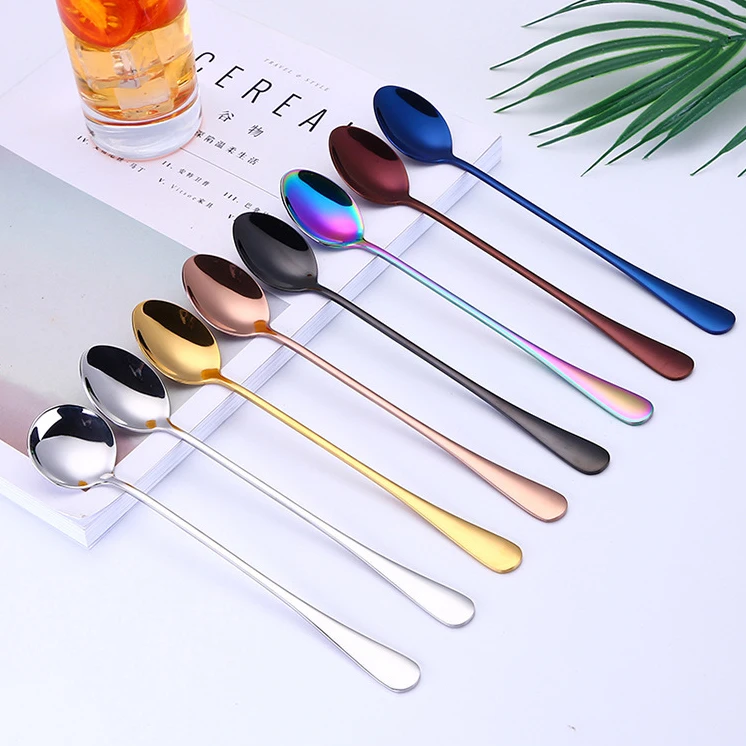 
 18/0 ложка из нержавеющей стали с длинной ручкой, ложка для перемешивания чая, кофе, коктейлей  