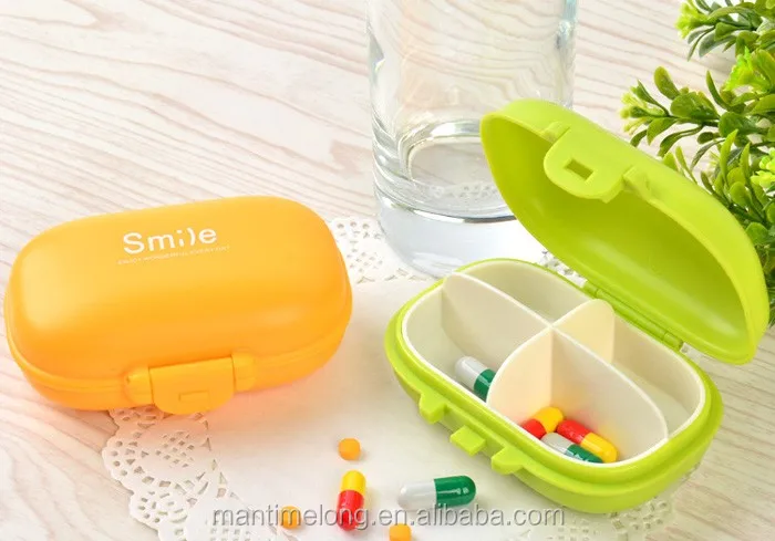 4 Girds Smile Cute Candy Portable Pill Medicine Storage Box Case Jewelry Box Container Tablets Box Zakka Storage Tank