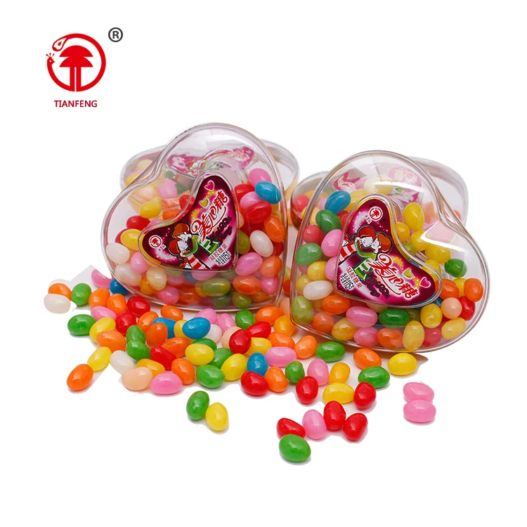 Health food plastic heart for candy jelly bean container halal fruit shaped jelly candy