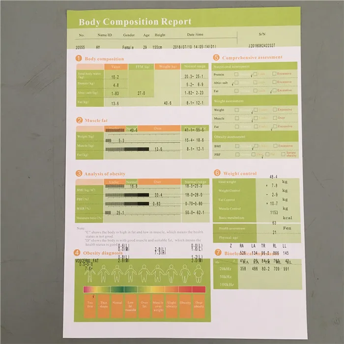 Weight Bmi Body Composition Analyzer Bio impedance Body Fat Analyzer Device/Bio Body Analysis Fat Human Composition Analyzer