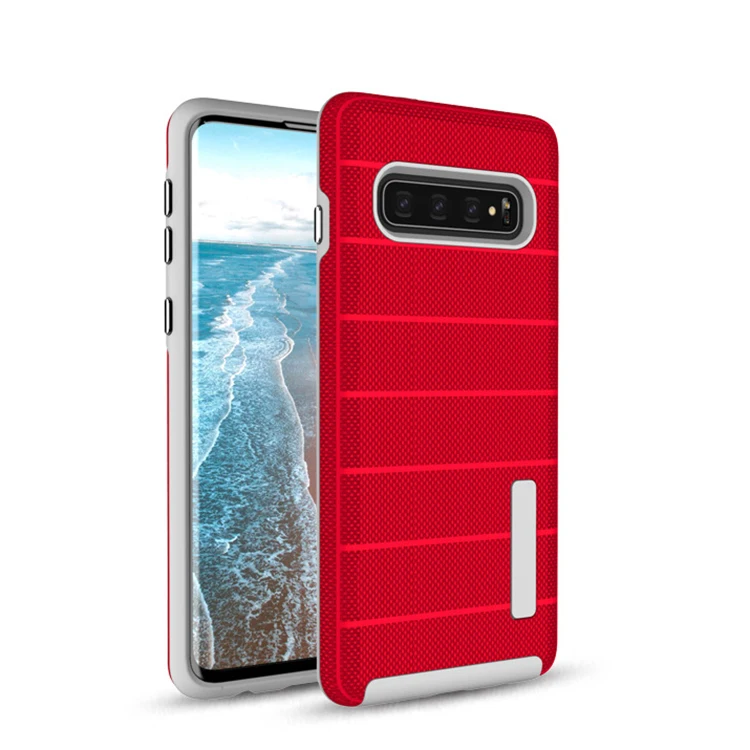 Hybrid PC TPU Shockproof Rugged Armor Case for Samsung Galaxy S10/S10E/S10 Plus Cover 2 in 1 Cross Stripe