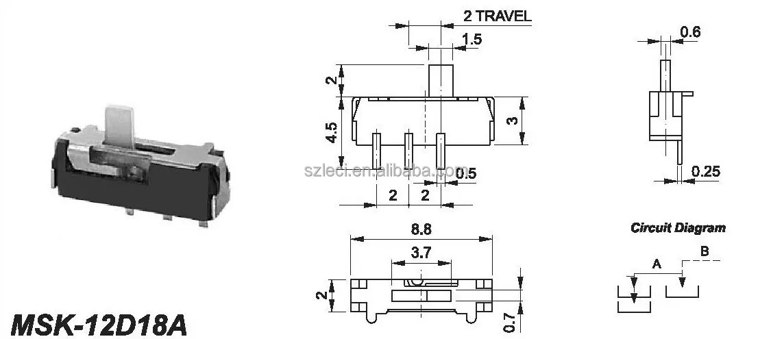 
MSK-12D18A best selling waterproof micro slide switch 