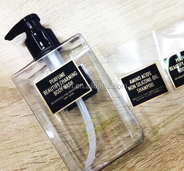 Best seller China suppliers private label beauty shampoo bottle label in gold stamping
