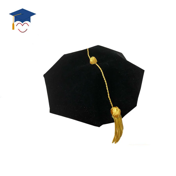 High Quality Graduation 8 Tam with Golden Bullion Tassels