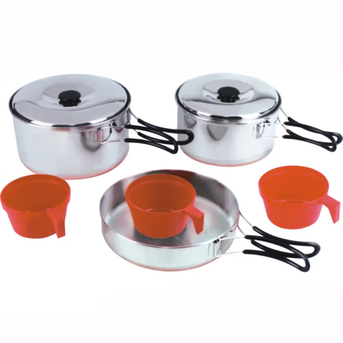 High quality stainless steel cook pots and pans camping cookware set