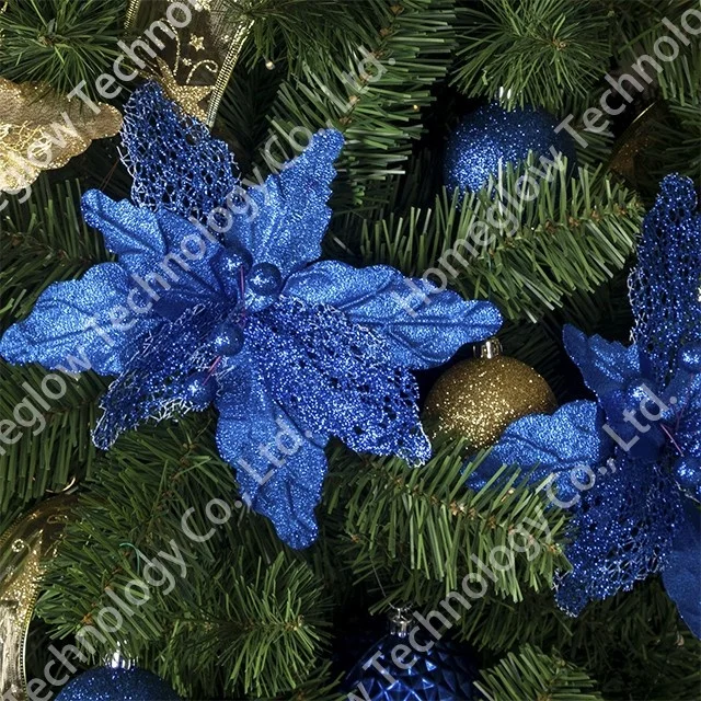 Artificial poinsettia Christmas plastic flower decorations picks for christmas wreath decor