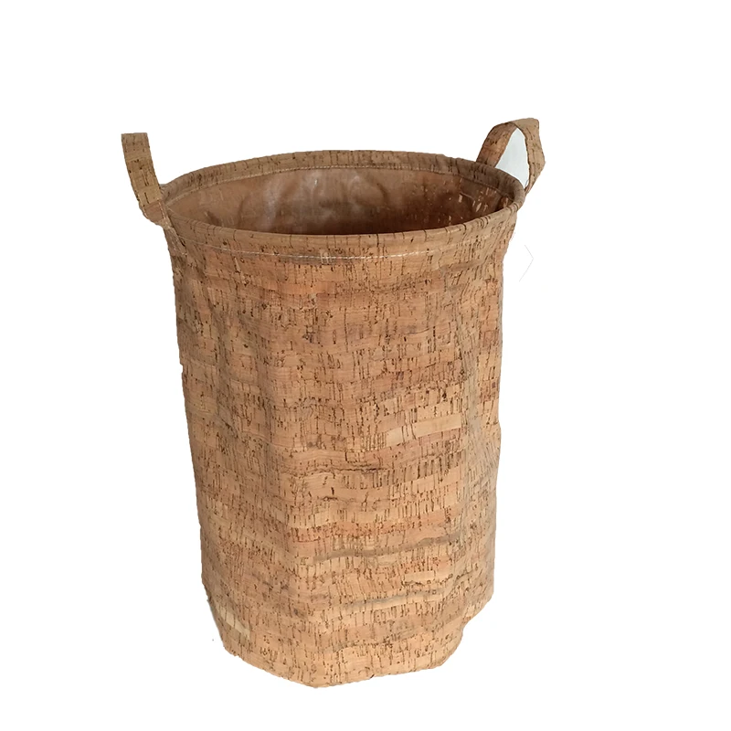 Wooden Fabric Cork Folding Baskets With Waterproof Handle Laundry Hamper For Sundries Clothes