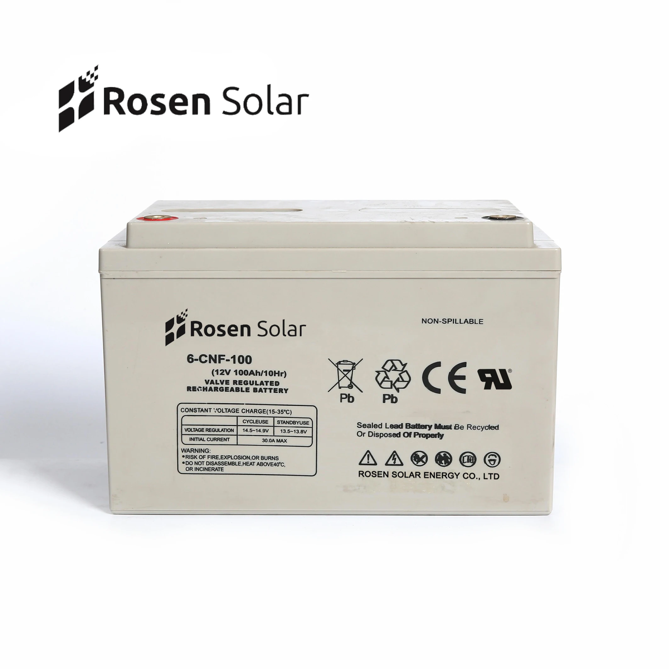 Rosen 12V Solar Power Battery GEL 12Volt 100Ah Baterias Solar for UPS system
