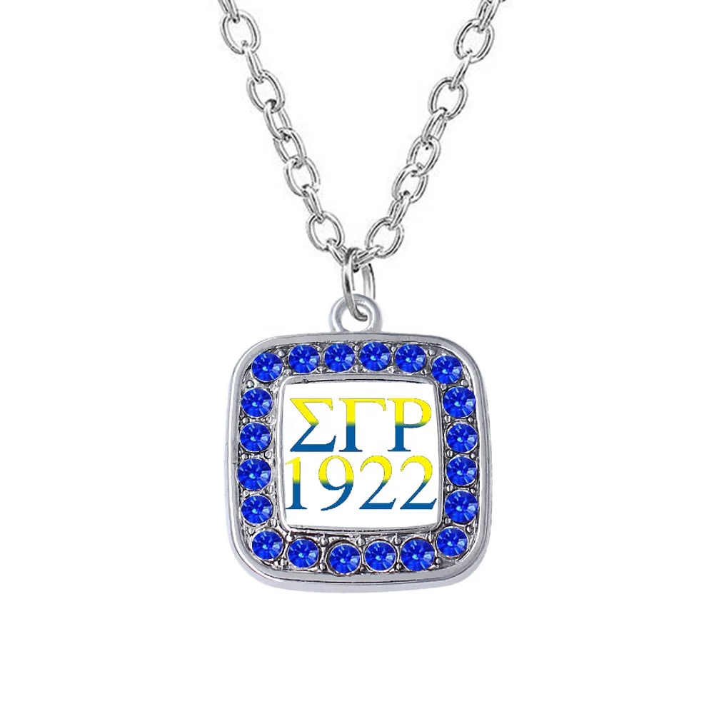 Eco friendly Alloy Sticker Sorority Since 1922 Sigma Gamma Rho Necklaces SGRHO Poodle Label Jewelry For Women Girls