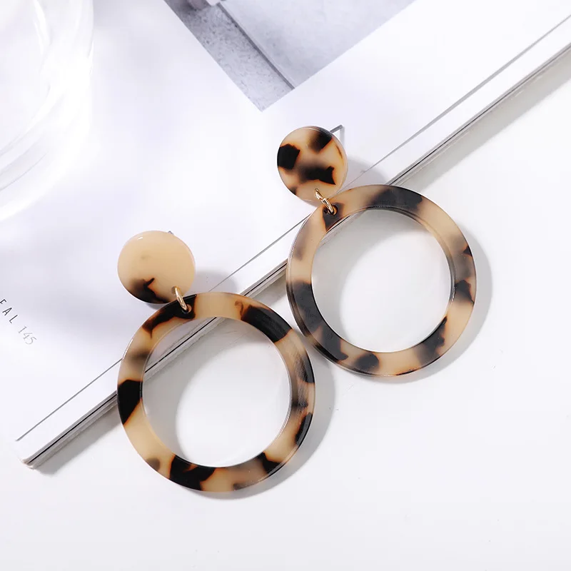 7 Colors Available Cellulose Acetate Sheet Acrylic Earring Leopard Grain Tortoise Shell Round Acrylic Earrings