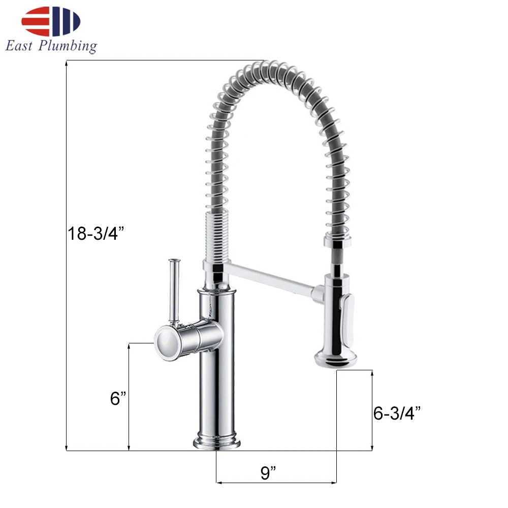 Single-Handle Lead Free upc 61-9 Pull Down Spring Sprayer KitchenSink Chrome  Faucets