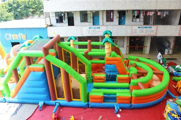giant inflatable interactive adult game  inflatable obstacle course Jungle Inflatable Wipeout game
