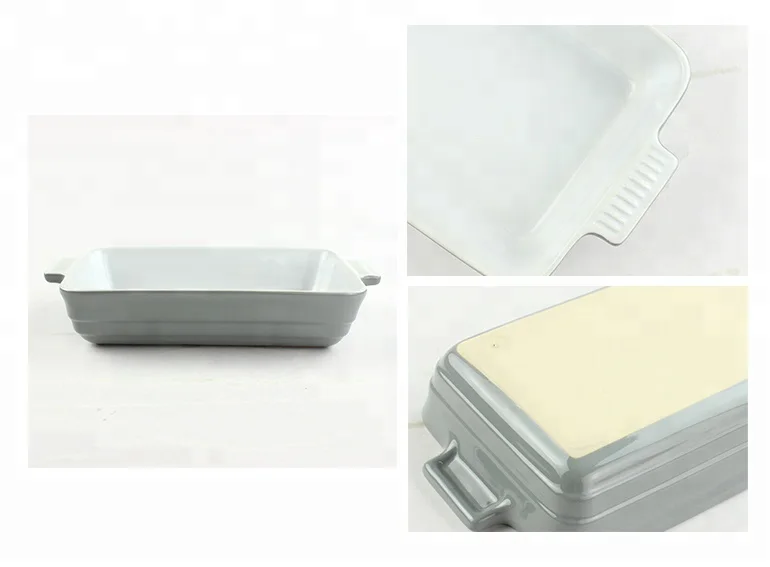 Custom Bakeware Set Nordic Gray Ceramic Bread Baking Pan Ceramics Bake Lasagna Dishes & Pans For Cake Oven Microwavable Safe