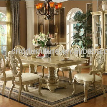 white color wood dining set 1+6