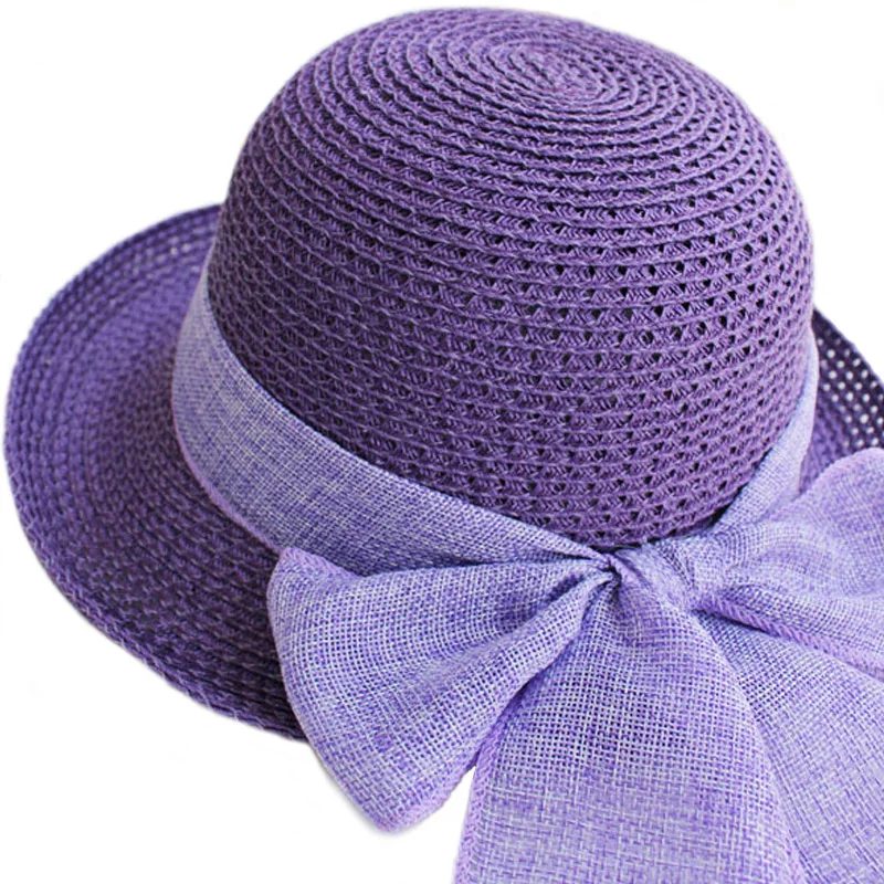 Summer Vacation Beach Style Femme Ladies Wholesale Sun Hats Big Wide Brim Foldable Straw Sunbonnet Floppy Cloche Hat For Women