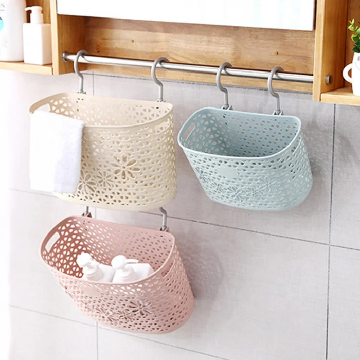 
wall-hanging Plastic bathroom kitchen stackable storage basket 