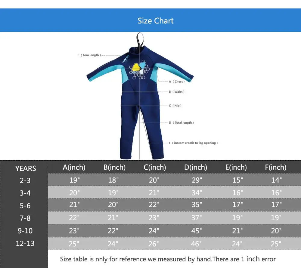 
Layatone 2mm Kids Wetsuit Back zip upf50+ Swimming Diving Surfing Neoprene Baby Wetsuit Long Sleeves Diving Suit 