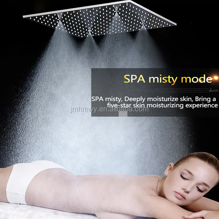 20 inch ceiling concealed 2 functions showerhead rain + mist factory supply new 304 ss ceiling shower head with led light