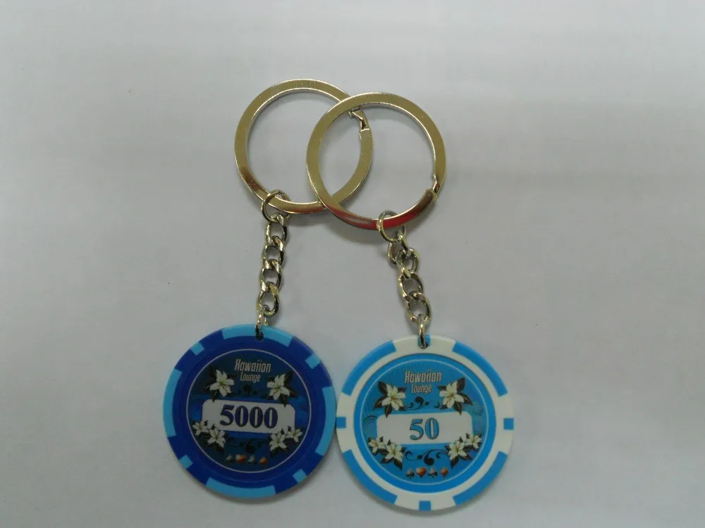 Custom made poker chip keychain keyring
