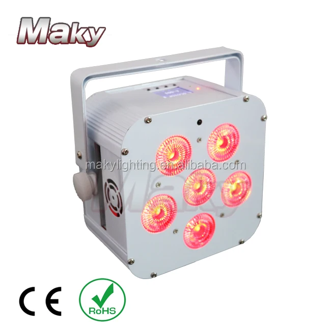 Mini Laser 6pcs RGBWA+UV Smart Dj Uplight With Battery Wireless &IRC Remote Control DMX Slim Flat Par Light