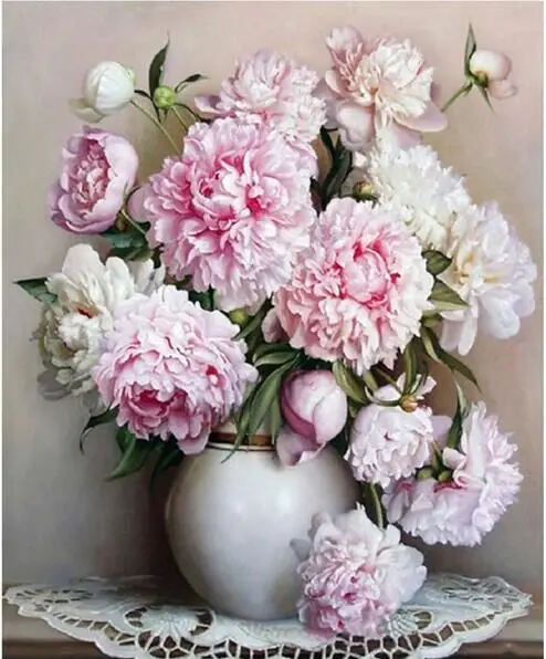 Pink Europe Flower DIY Painting By Numbers Acrylic Paint By Numbers Hand Painted Oil Painting On Canvas For Home Decor