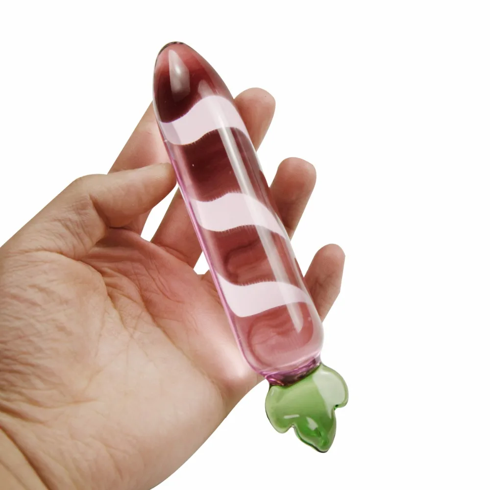 
Cute Carrot Glass Artificial Penis G-Spot Anal Stimulating Transparent Glass Penis For Woman 