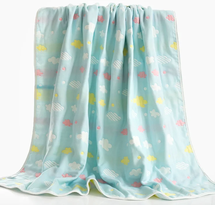 6Layer Toddler Blanket-Muslin Cotton Jacquard Bed Blankets-Lightweight Thermal Baby Blanket