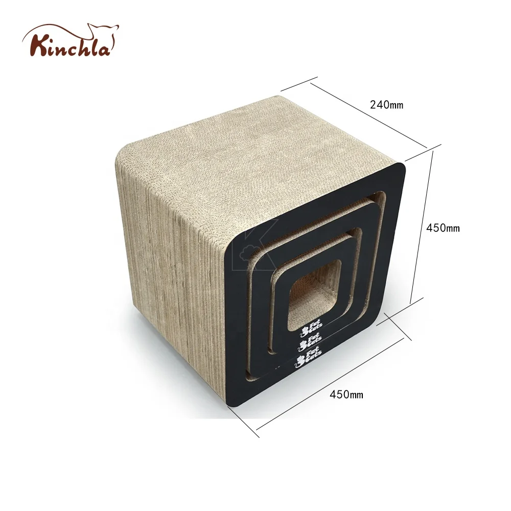 3 IN1 Large Cube Cat Scratcher House Cardboard