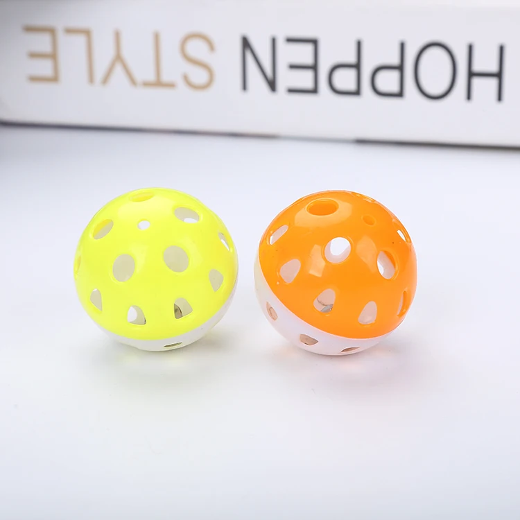 
Colourful pet kitten play plastic balls cat toys bell pet training ball cat toys 