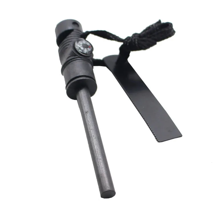 Survival Emergency Ferro Magnesium Flint Fire Starter Rod with compass