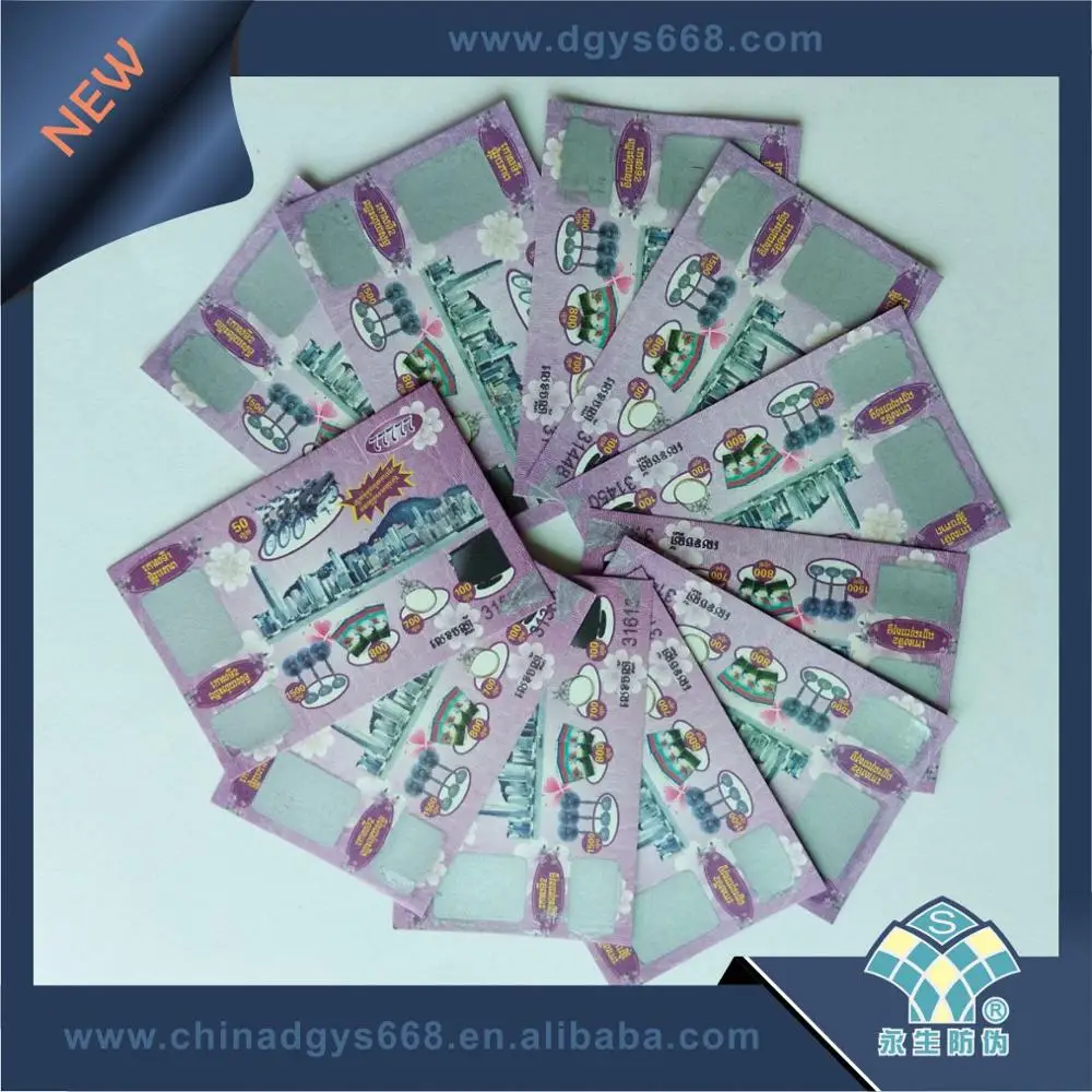 Custom design scratch off prize win card paper promotion card with barcode printing on