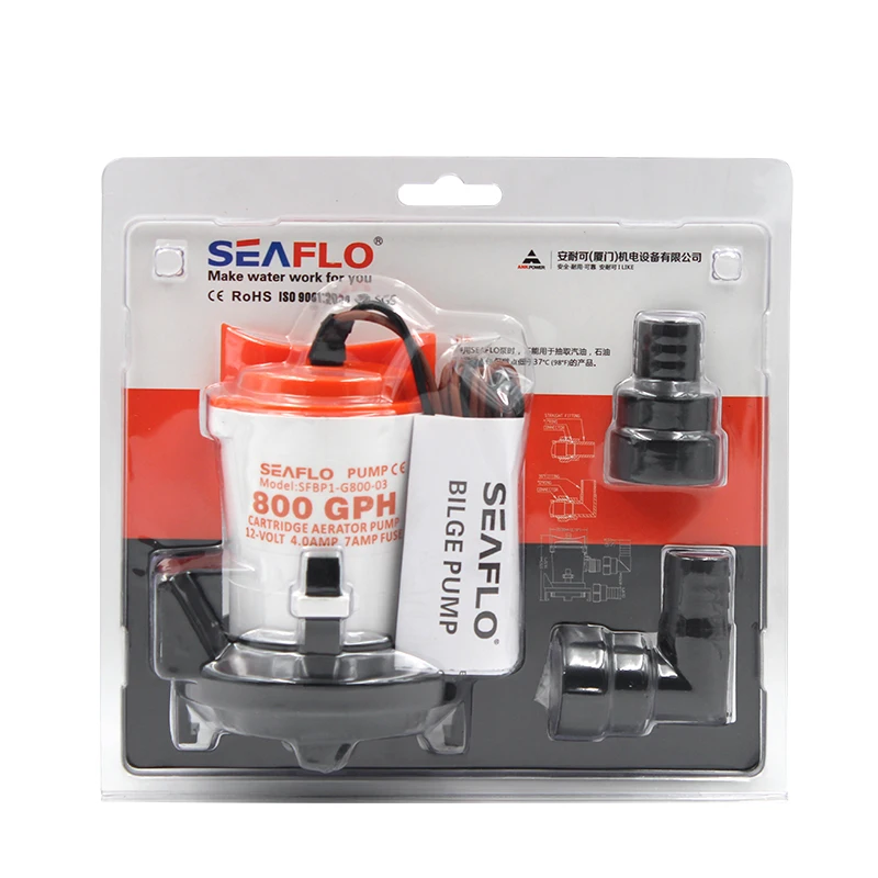 12V Cartridge Aerator Pump Livewell Baitwell Bilge Pump 350/600/800GPH