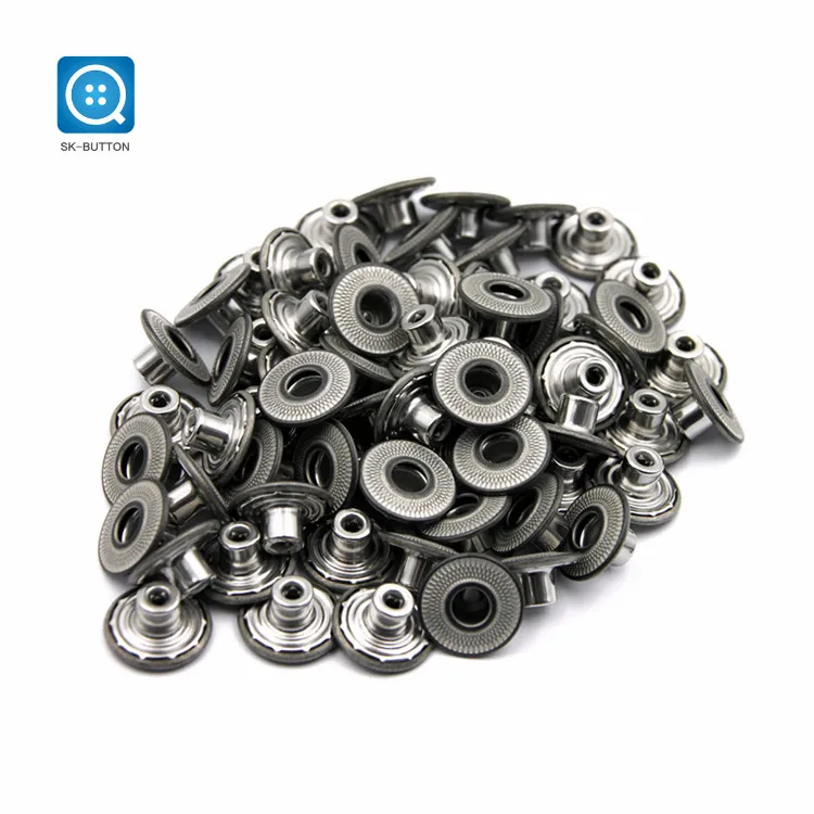 SK high quality custom made vintage silver raised Denim Rivets metal buttons custom for jackets