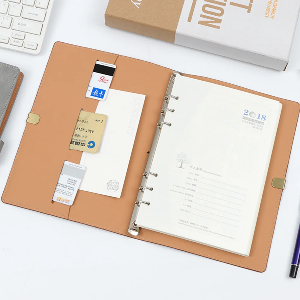 OEM PU Leather A5 Organizer Planner Soft Cover Notebook With Ring Binder