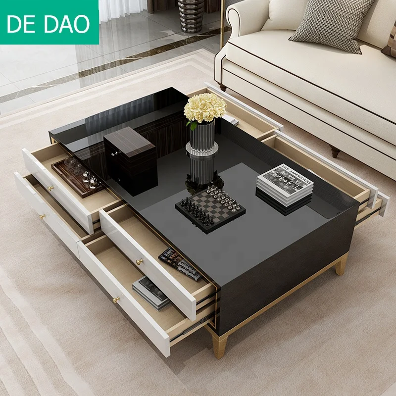 Stainless Coffee Table Italy Luxury Design Living Room Furniture End Table Multifunction Side Table with Drawers