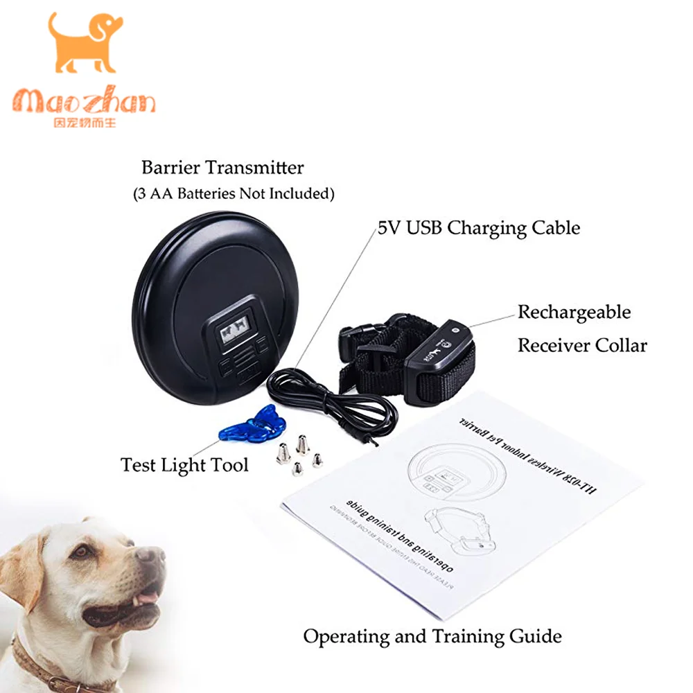 MZ-028 New Version Electric NO Wire Pet Dog Fence with Shock Collar Rechargeable and Waterproof Receiving Collar Up To 2 Dogs