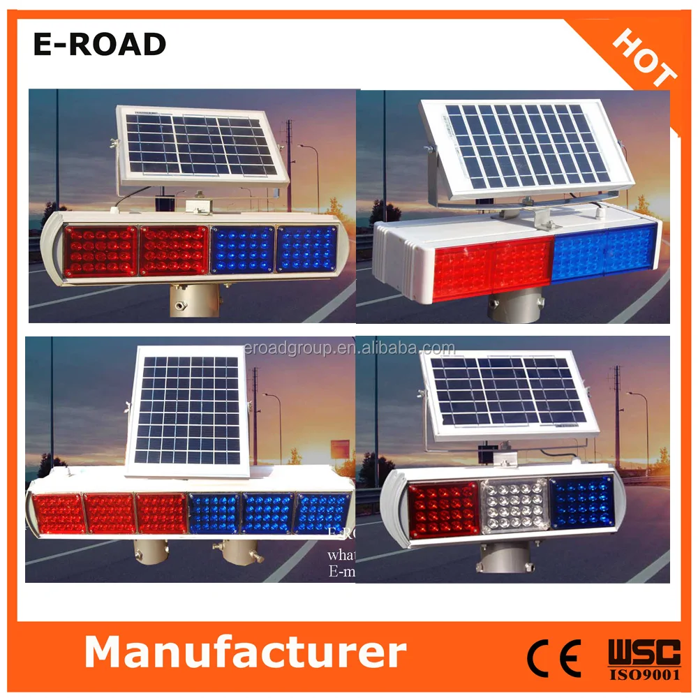 
Solar Power LED Flashing Traffic Warning Light 