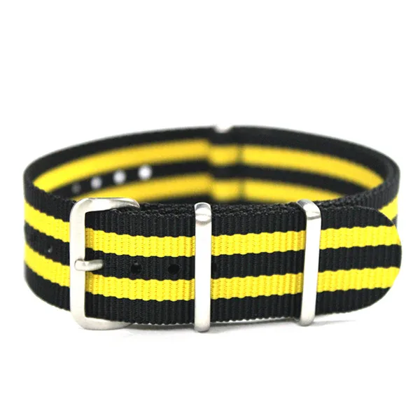 Black yellow black yellow black ring nylon webbing watch strap