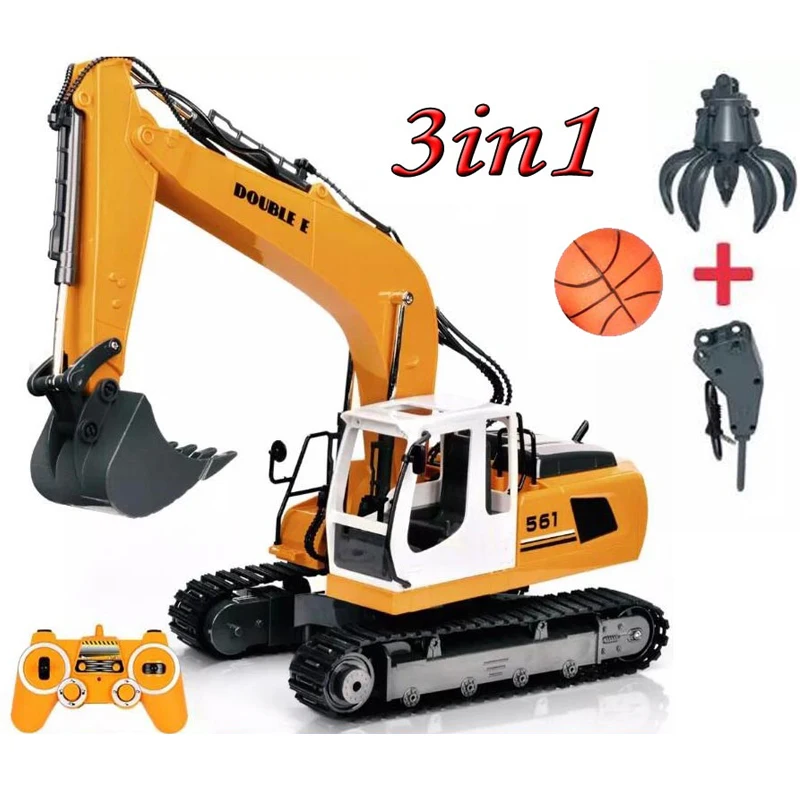 17ch DIY 3in1 Metal RC Engineering van 2.4G Rc Construction Truck car(excavator/drill/grab)