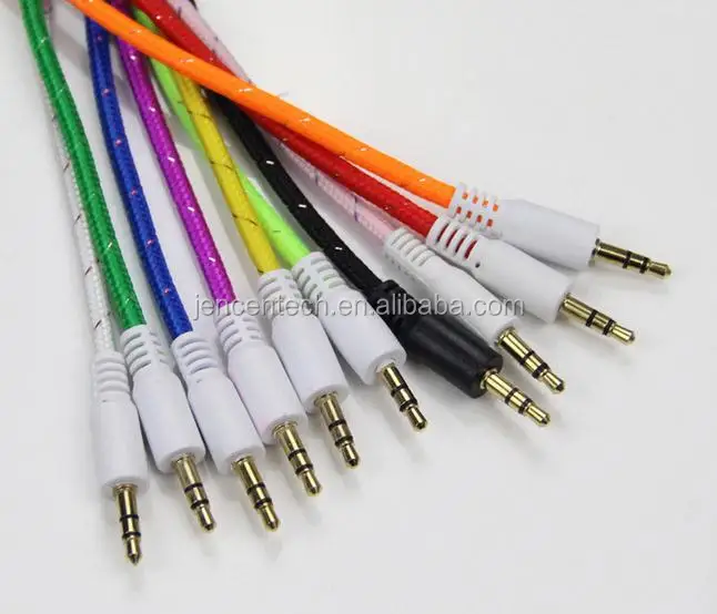 hot sale car audio 3.5mm aux cable braided nylon aux cable for car